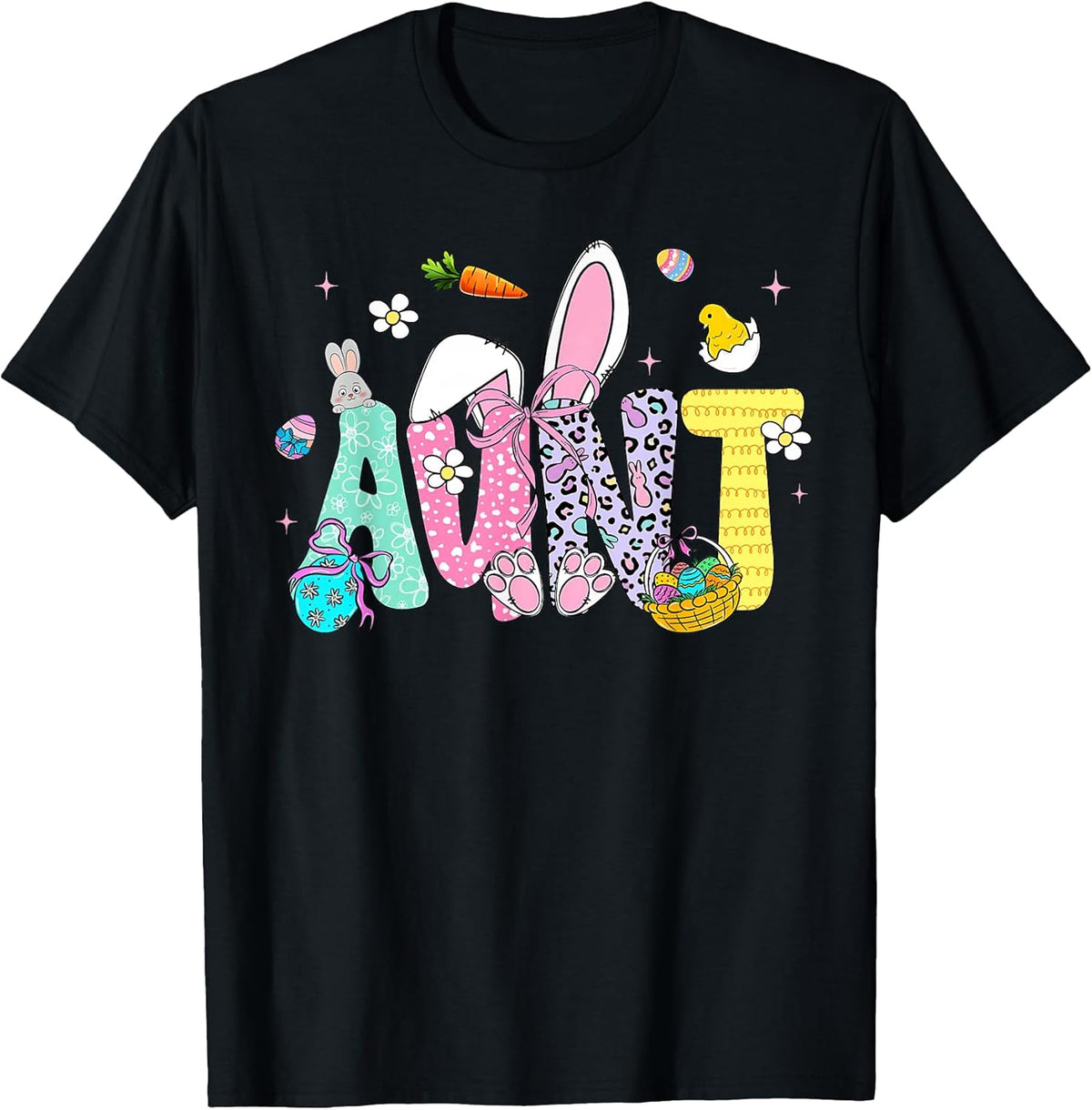 Happy Easter Aunt Bunny Ears Eggs Basket Coquette Bow Women Unisex