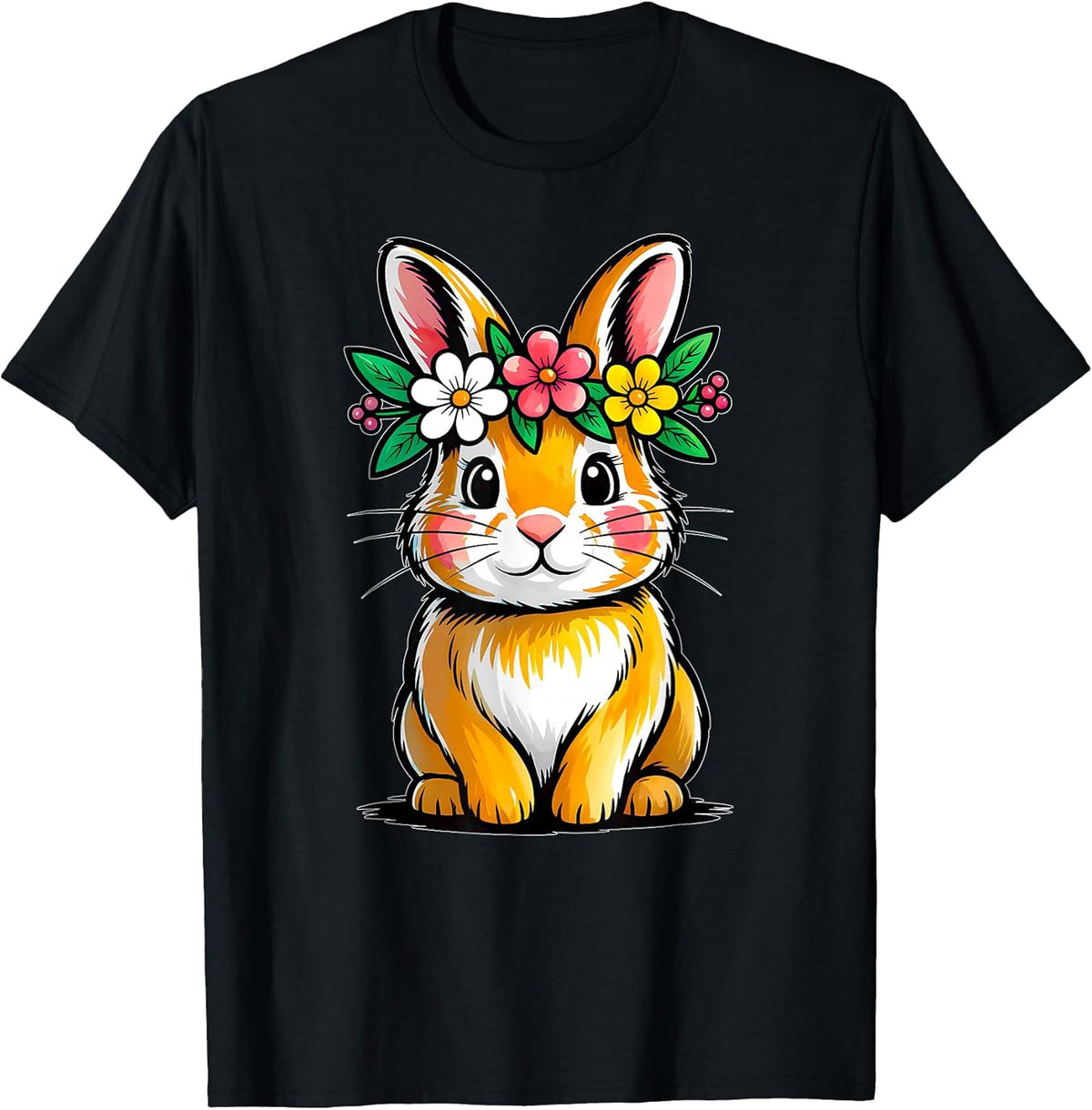Cute Bunny Face Floral Easter Day Women Girls Happy Easter Unisex