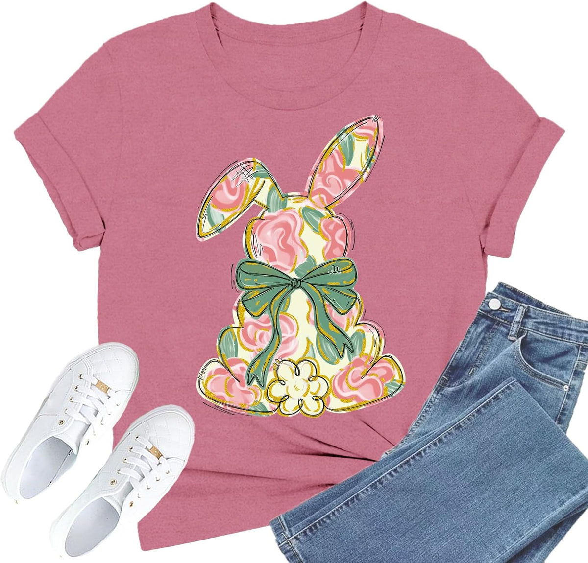 Easter Shirts for Women Happy Easter Rabbit Ear Egg Print Tee Tops Unisex