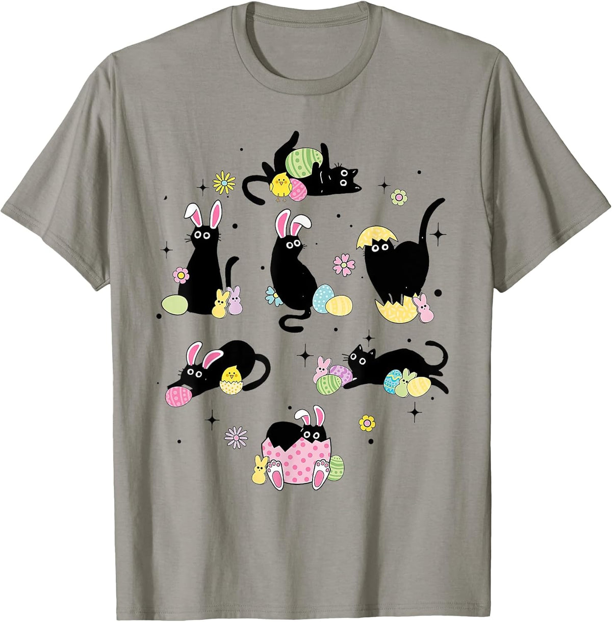 Black Cat with Bunny Eggs Happy Easter Day Matching Unisex