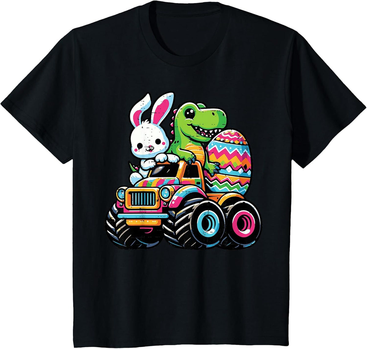 Kids Easter Bunny Dino On Monster Truck Egg Toddler Boys Kids Unisex