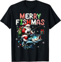 Merry Fishmas Santa Fishing Lovers Funny Fisherman Christmas T-Shirt