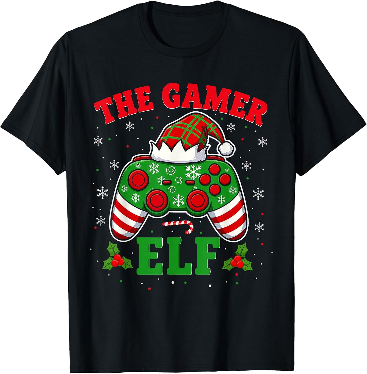 The Gamer Elf Funny Christmas Video Game Gift T-Shirt