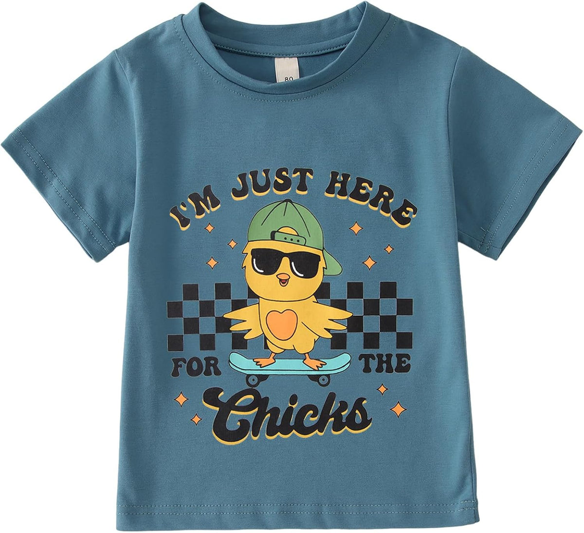 Toddler Boy Easter Shirt I'm Just Here for The Chicks Funny Skateboard Chick Graphic Short Sleeve Tees Tops