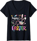 Womens Happy Easter Day Nursing Bunny Ears Egg Nurse Stethoscope V-Neck Unisex