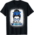 Diabetes Awareness Warrior Womens Messy Bun T1D Type 1 T-Shirt