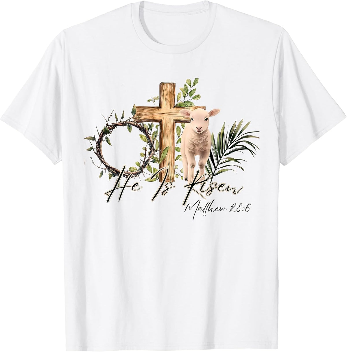 Coquette True Easter, He Is Risen, Lamb Crown Of Thorn Cross Unisex