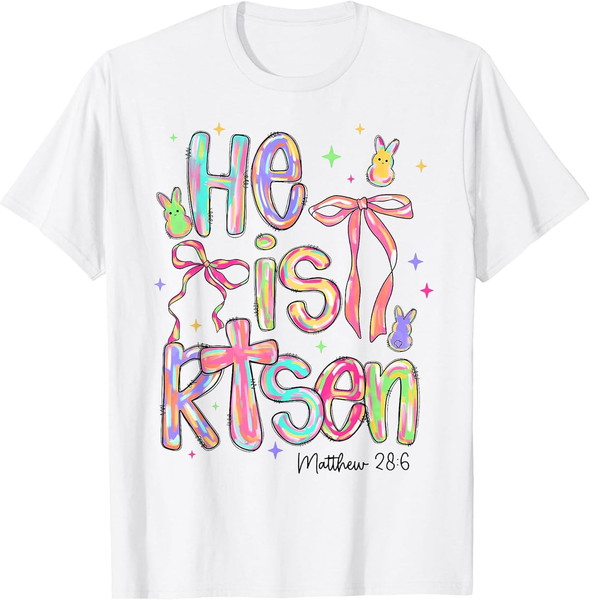 Happy Easter He Is Risen Bunny Jesus Christian Coquette Bow Unisex