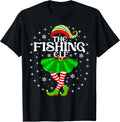 Christmas The Fishing Elf Matching Women Girls Xmas Family T-Shirt