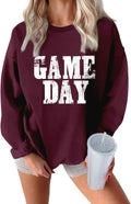 Game Day Fleece Sweatshirt Football Season Shirt for Women Game day Hoodie Cozy Crewneck Pullover for Sports Fan