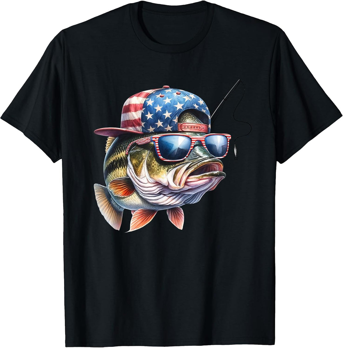 American Flag Fishing T-Shirt- Funny Fisherman Gift T-Shirt