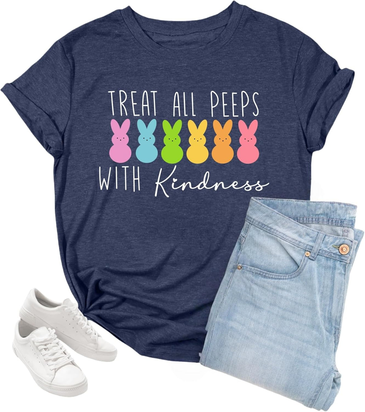 Easter Shirts for Women Teacher Shirts Easter Shirt Happy Bunny Tshirt Teaching My Favorite Peeps Gift Casual Tee Top