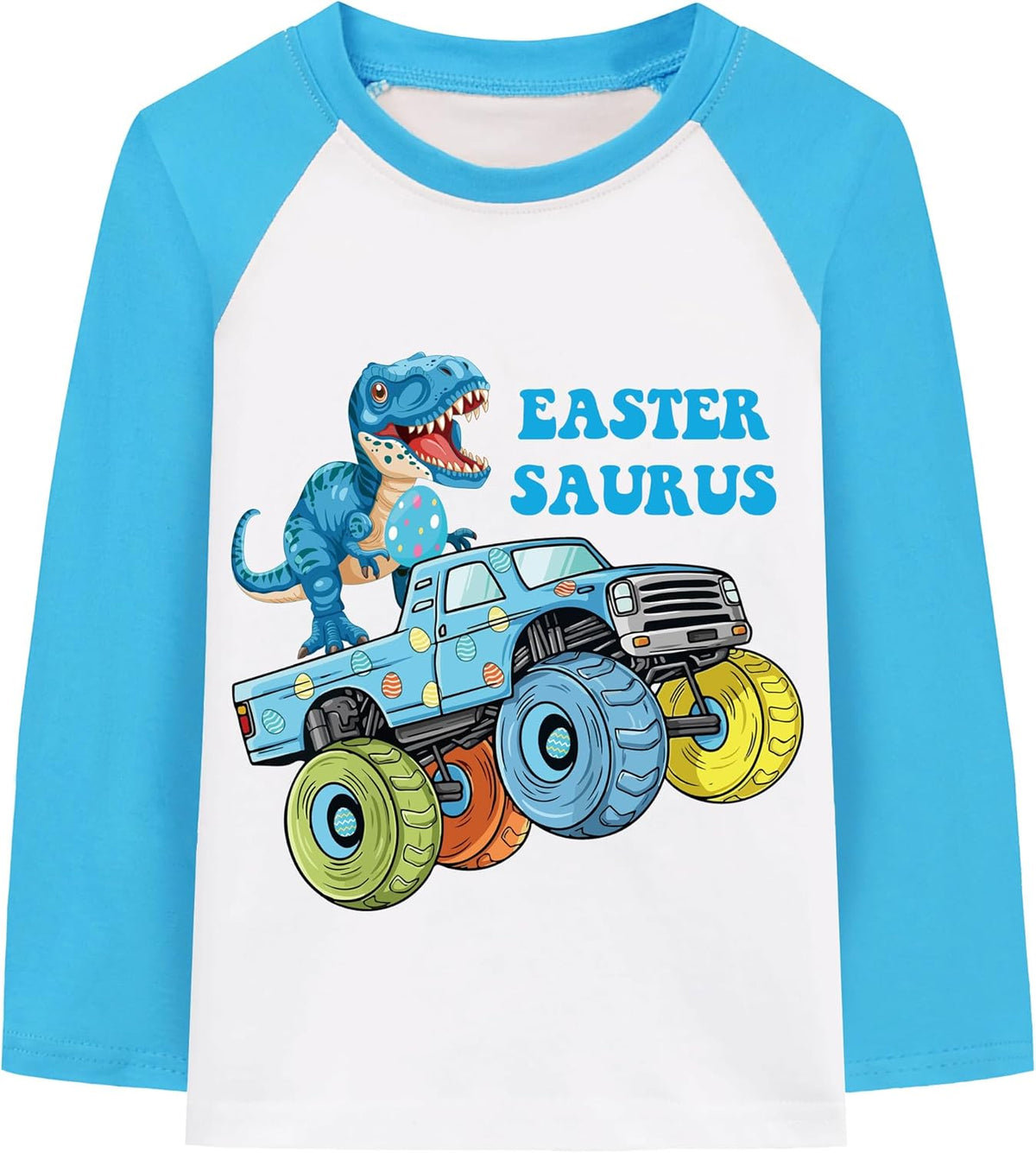 Boy Toddler Easter Day Shirt Bunny Train Long Sleeve Monster Truck Dinosaur Egg Hunt Tee Top Kids Clothes