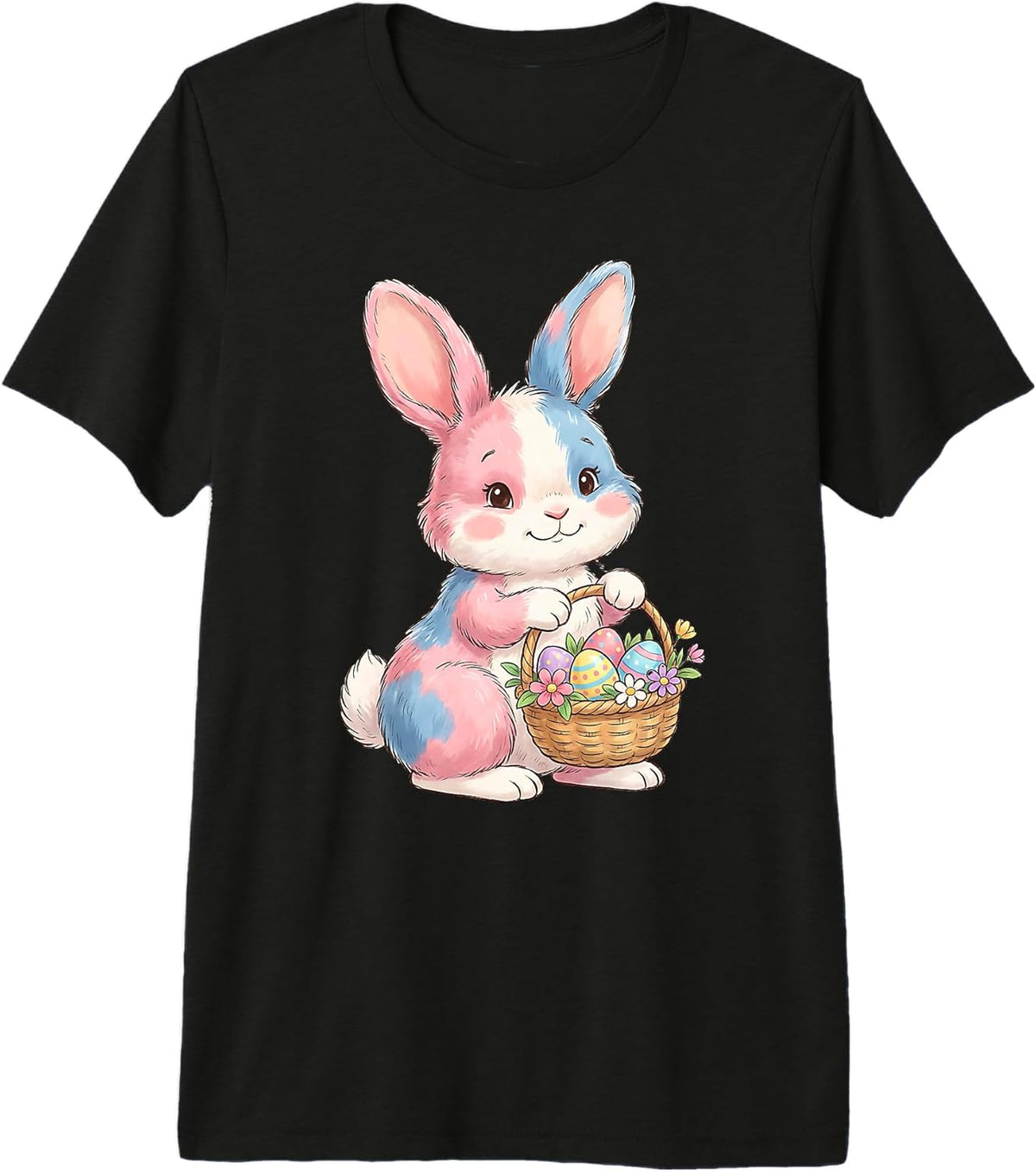 Cute Pastel Easter Bunny with Basket and Eggs Premium Tri-Blend Unisex