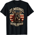 St Michael Defend America Vintage Christian Warrior Patriot T-Shirt