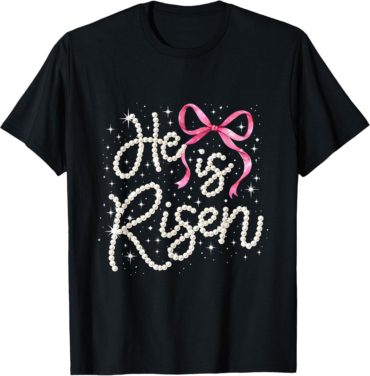 He is Risen Pearl Bow Sparkle Christian Easter Unisex