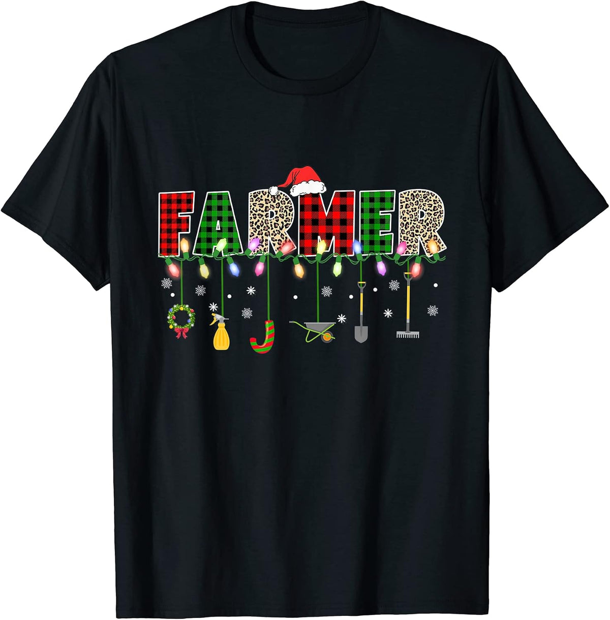 Christmas Farmer Lover Santa Hat Xmas Lights