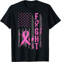 Fight USA Flag Breast Cancer Awareness Patriotic Pink Ribbon T-Shirt