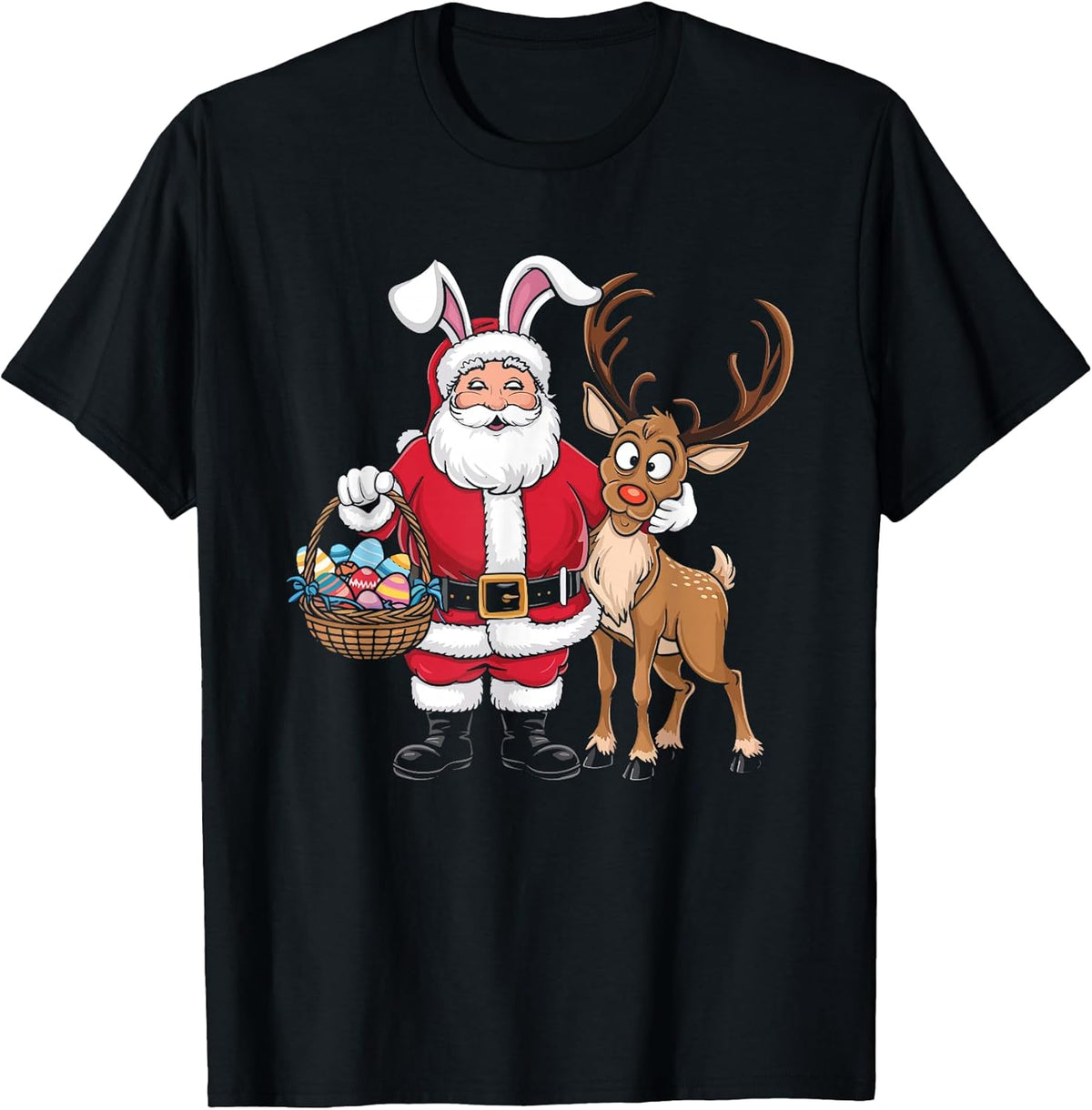 Funny Easter Santa Claus with Bunny Ears and Egg Basket Unisex