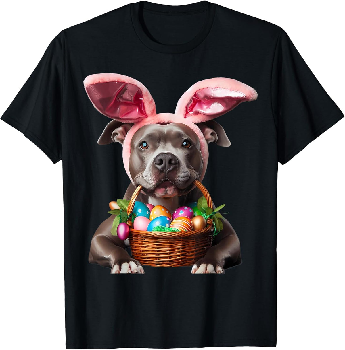 Cute Bunny Ear Pit Bull Dog Easter Eggs Owner Lover Mom Dad Unisex