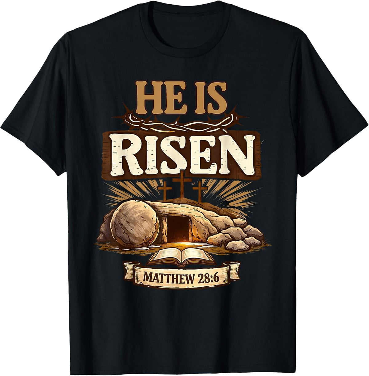 Cross He is Risen Jesus Religious Easter Christian Men Women Unisex