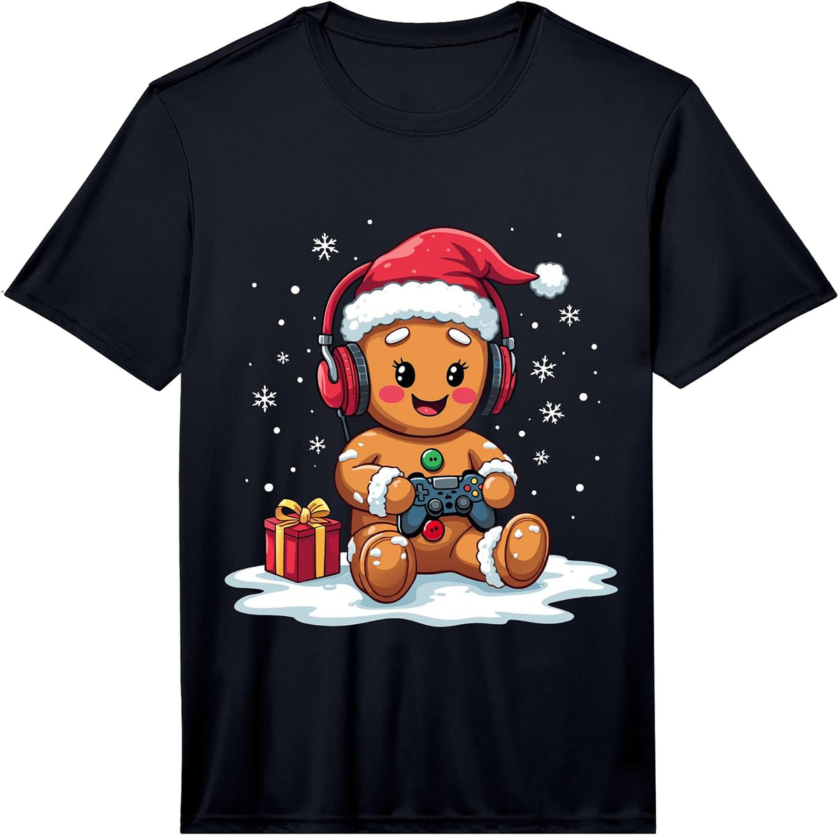 Funny Christmas Gamer Gingerbread Xmas Gaming Men Boys Kids Performance T-Shirt