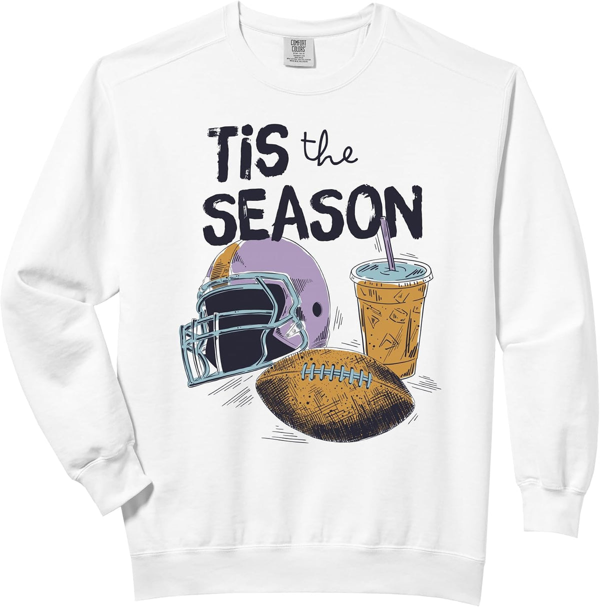 Tis The Season Footbal Season Helmet And Ball Comfort Colors Adult Sweatshirt