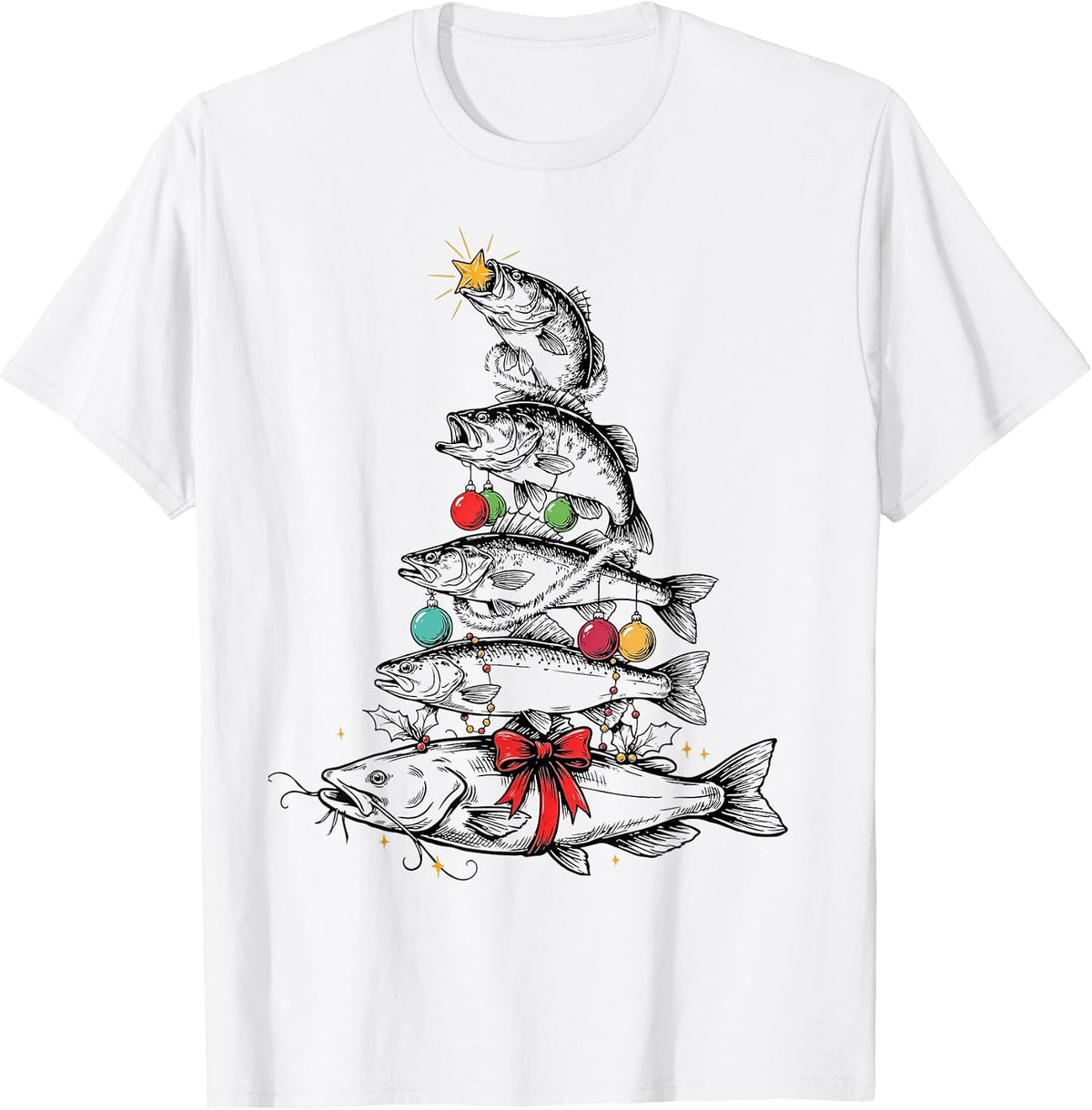 Funny Fish Christmas Tree Bass Pike Trout Catfish T-Shirt