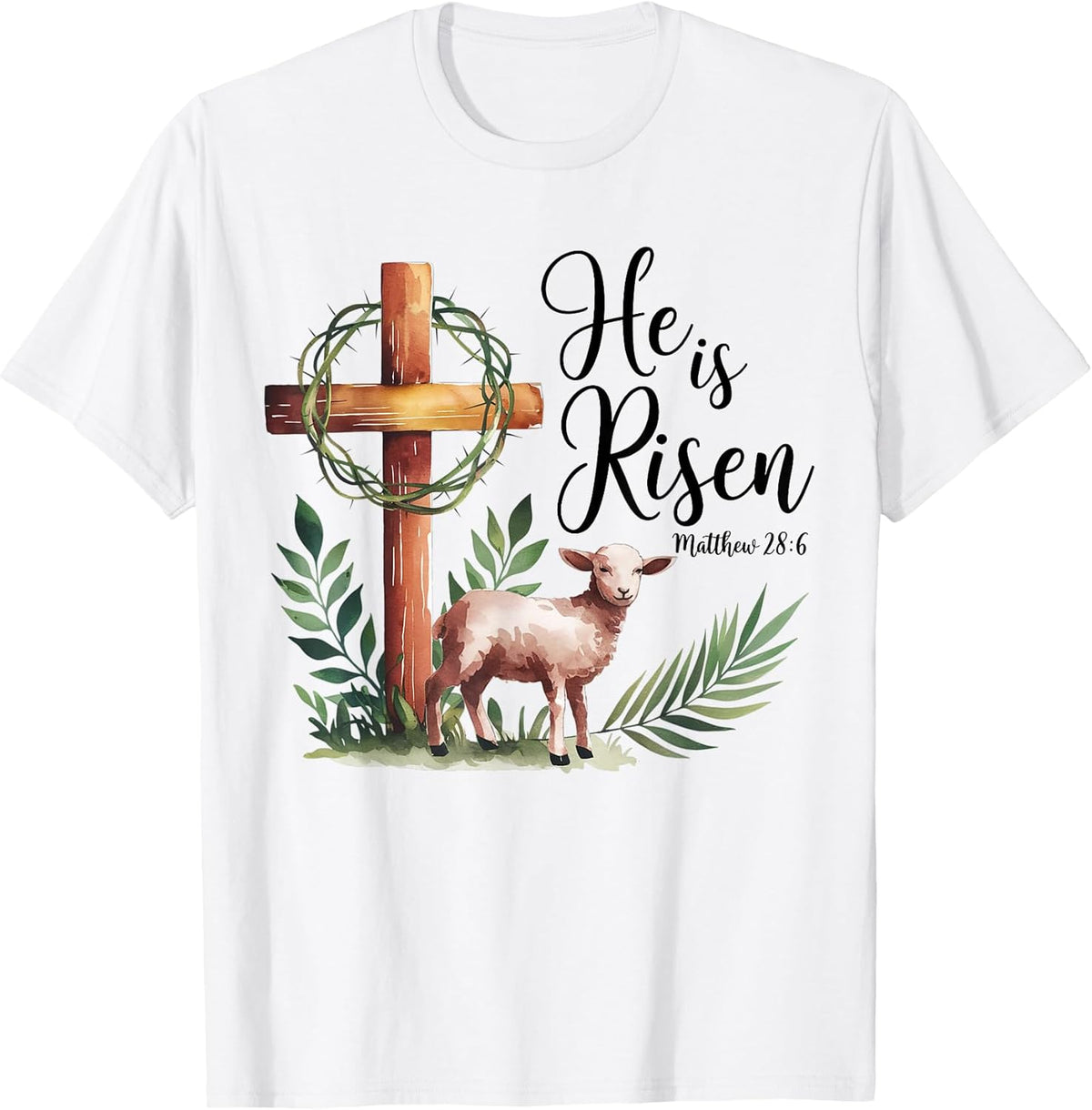 True Easter He is Risen Lamb Crown of Thorn Cross Palm Jesus Unisex