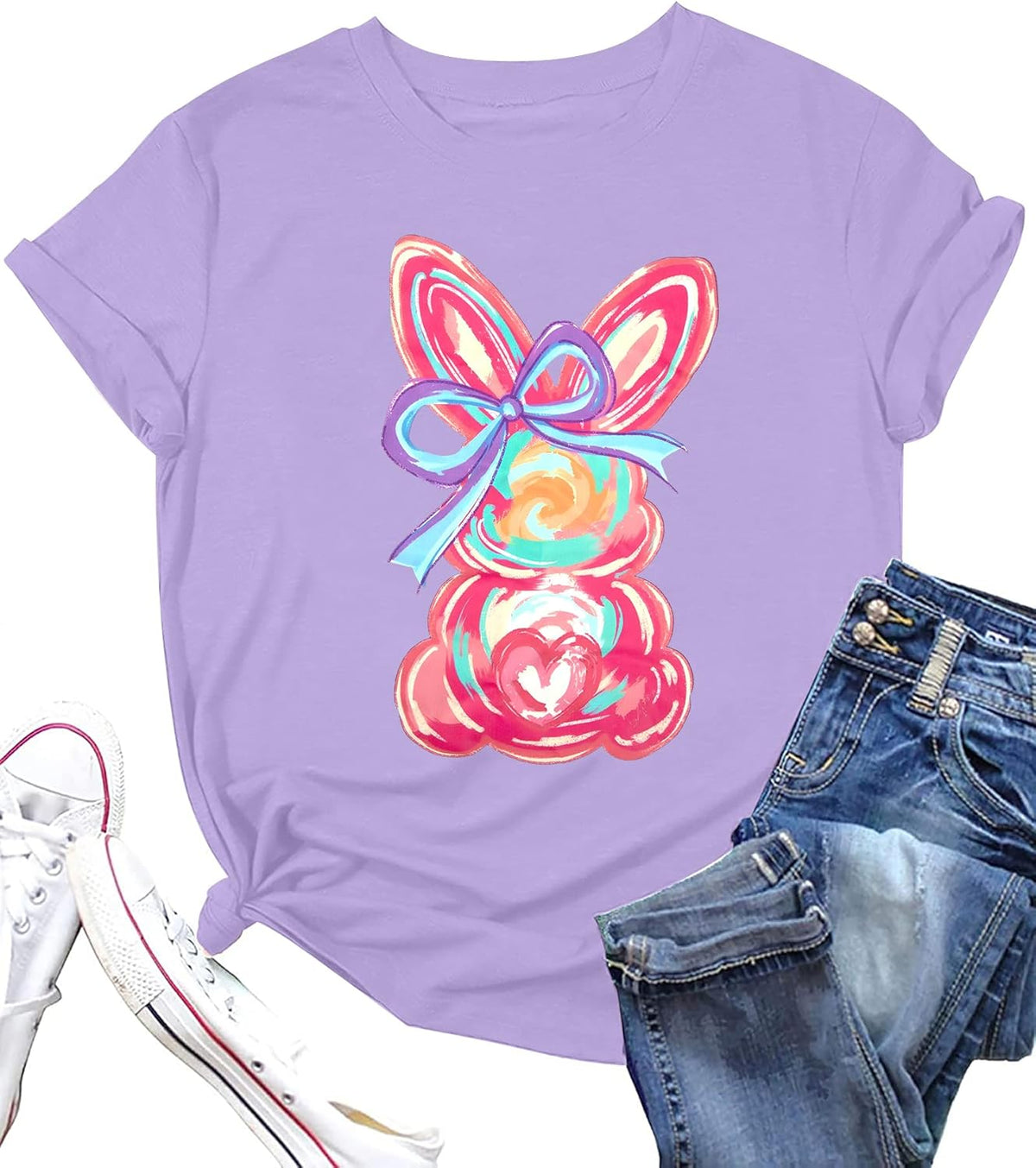 Easter Shirts for Women Happy Bunny Shirt Cute Rabbit Graphic Tee Funny Easter Gifts Short Sleeve Tops