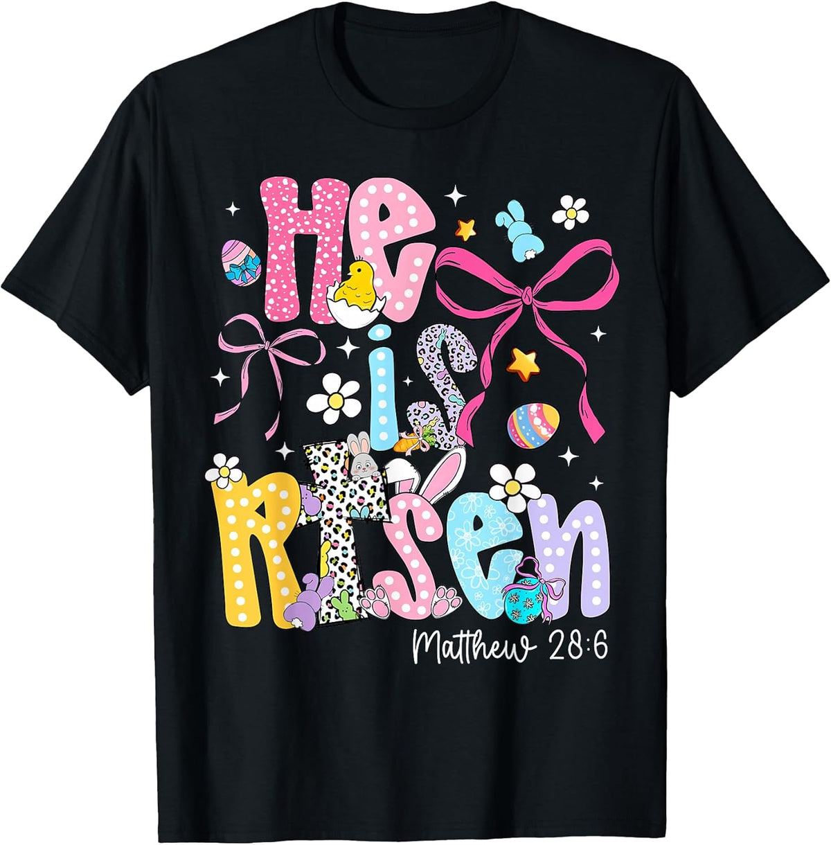 Easter He is Risen Matthew 28:6 Coquette Bow Girl Women Kid Unisex