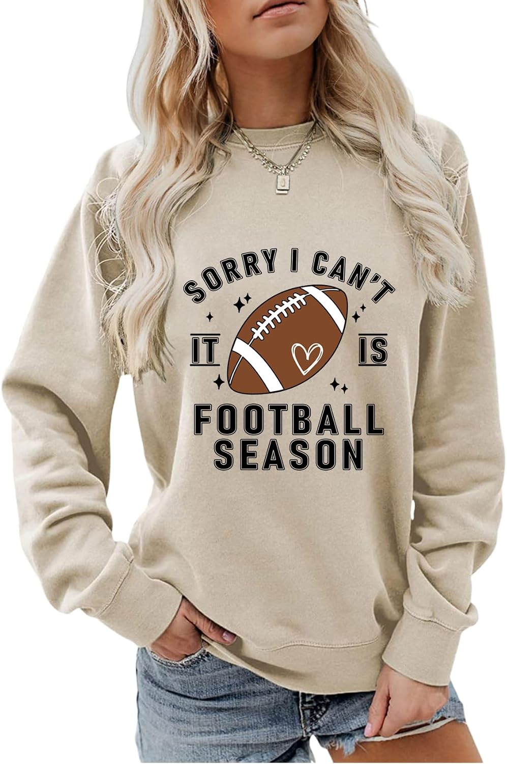 Game Day Womens Sweatshirt Sorry I Can't It Is Football Season Long Sleeve Shirt Football Graphic Pullover Tops