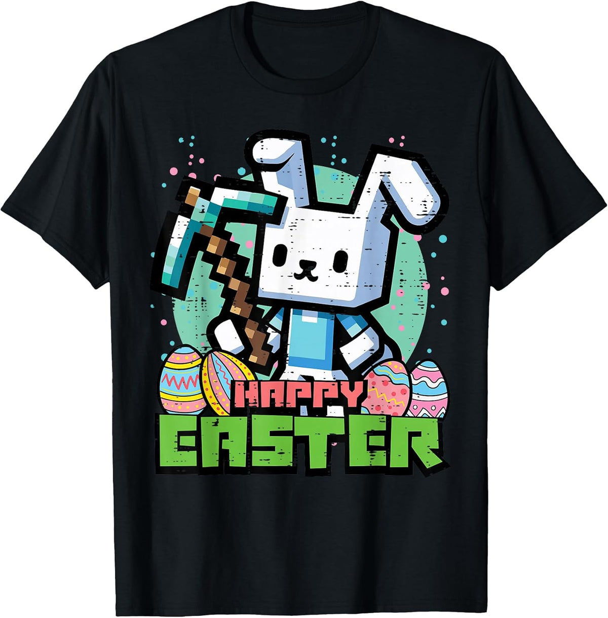 Happy Easter Bunny Pixel Game Gaming Gamer Boys Kids Men Unisex