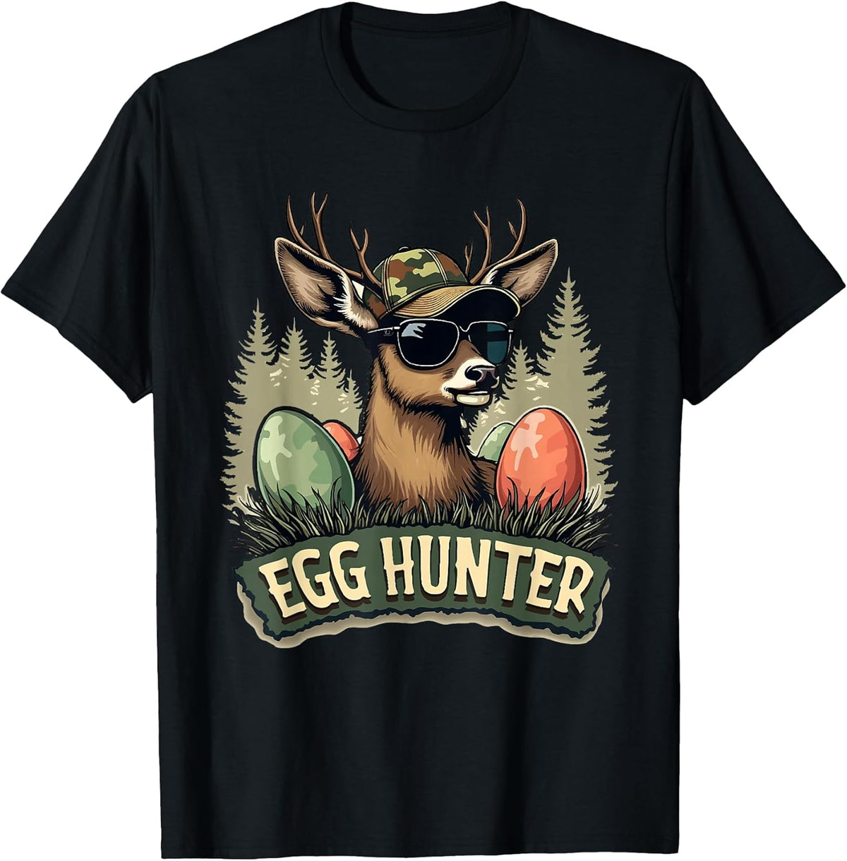 Egg Hunter Deer Buck Happy Easter Day Eggs Boys Kids Men Unisex