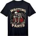 Mens Waiting On Parts Funny Mechanic Humor Skeleton Wrench Performance T-Shirt