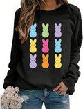 Easter Bunny Women Long Sleeve Cute Rabbit Bunny Graphic Tees Happy Easter Pullover Tops