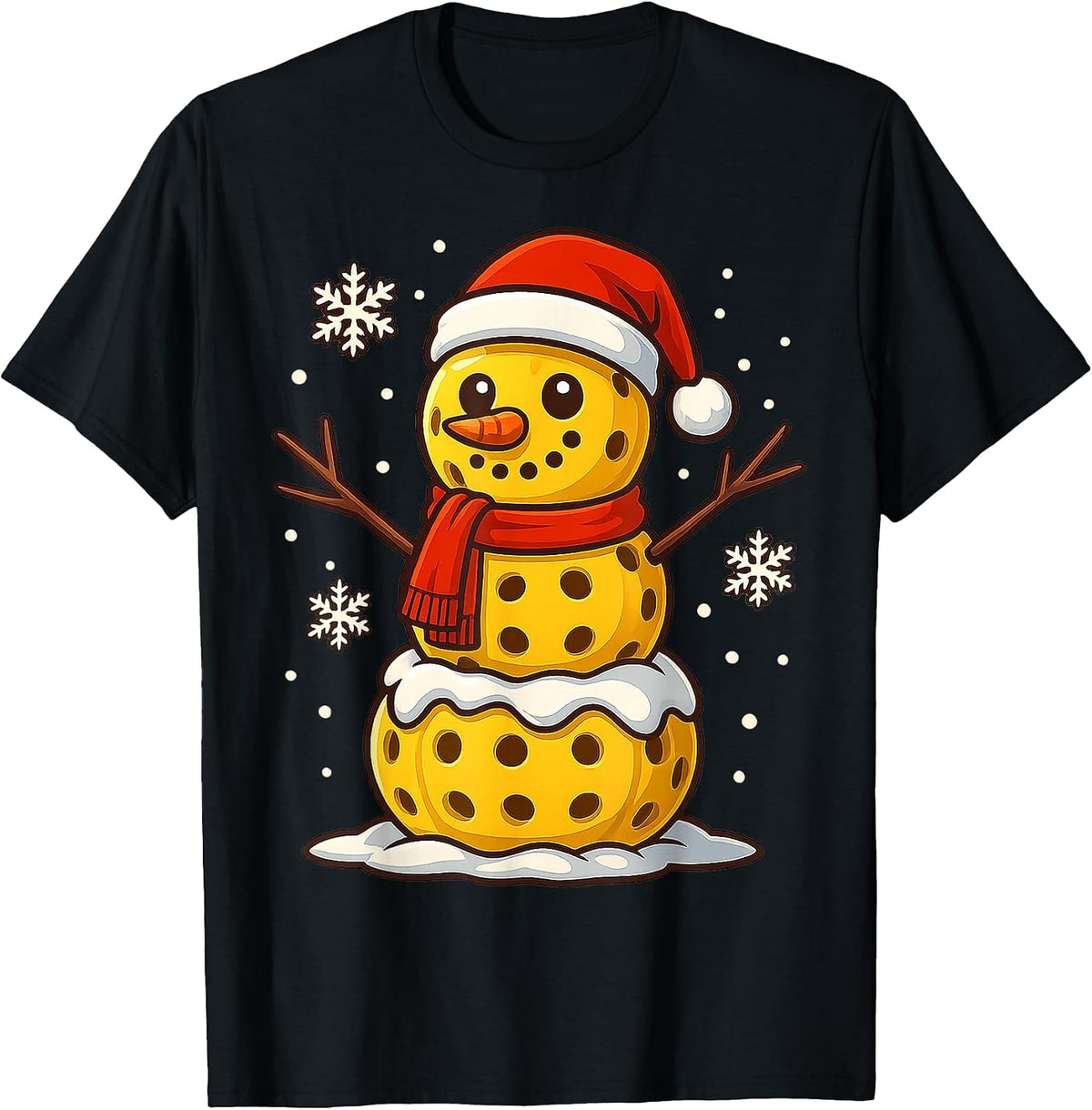 Cute Pickleball Snowman Christmas Design Gifts Men Women Kid T-Shirt