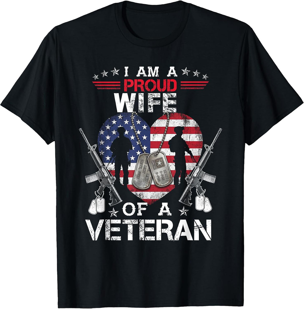 Proud Wife Veteran Nothing Scares Patriotic Veterans Day T-Shirt