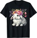 Easter Bunny with Floral Flower Crown Cute Girls Women Tee Unisex