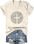 Women's Christian Shirts Jesus Faith Cross Graphic V-Neck T Shirt Easter Religious Sayings Inspirational Tee Tops