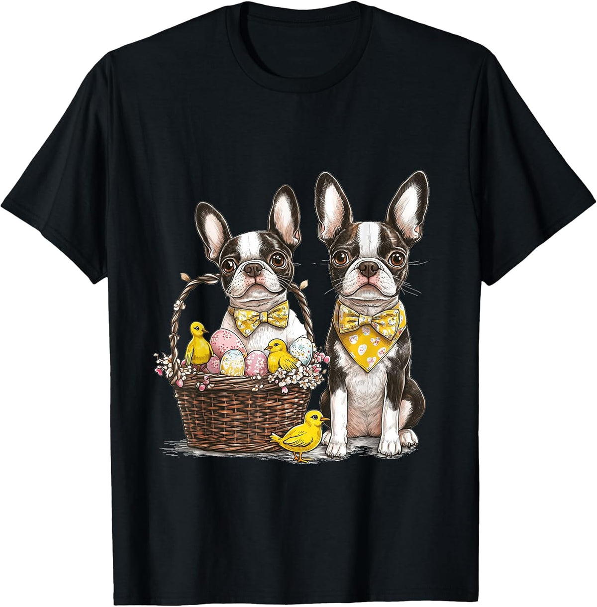 Easter Boston Terrier Dogs Cute Baby Chicks Easter Basket Unisex