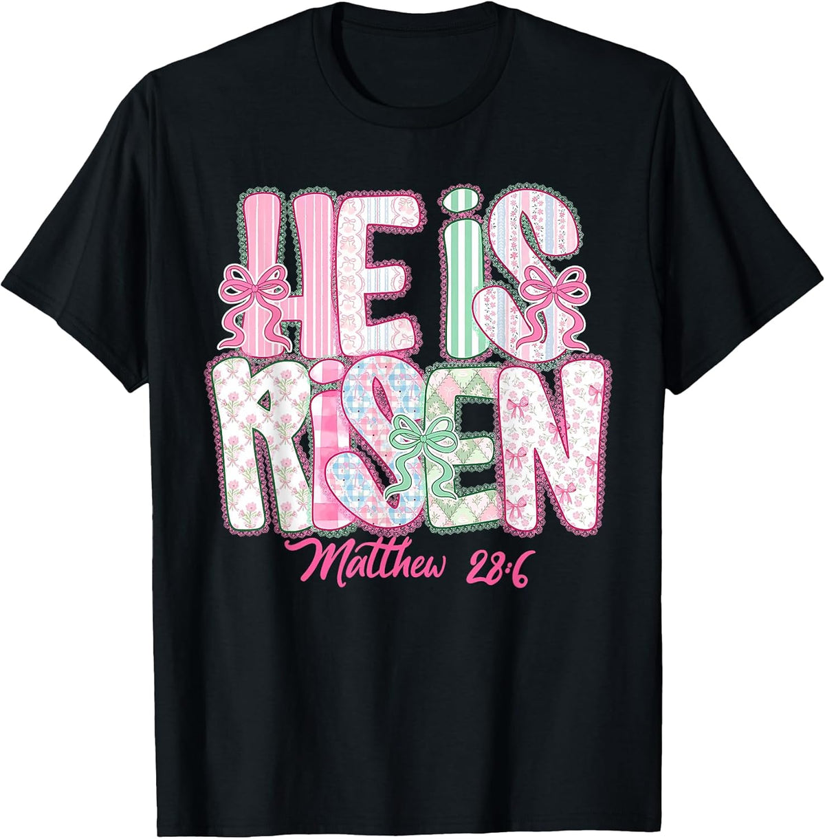 He is Risen Coquette Bow Happy Easter Jesus Christian Cross Unisex
