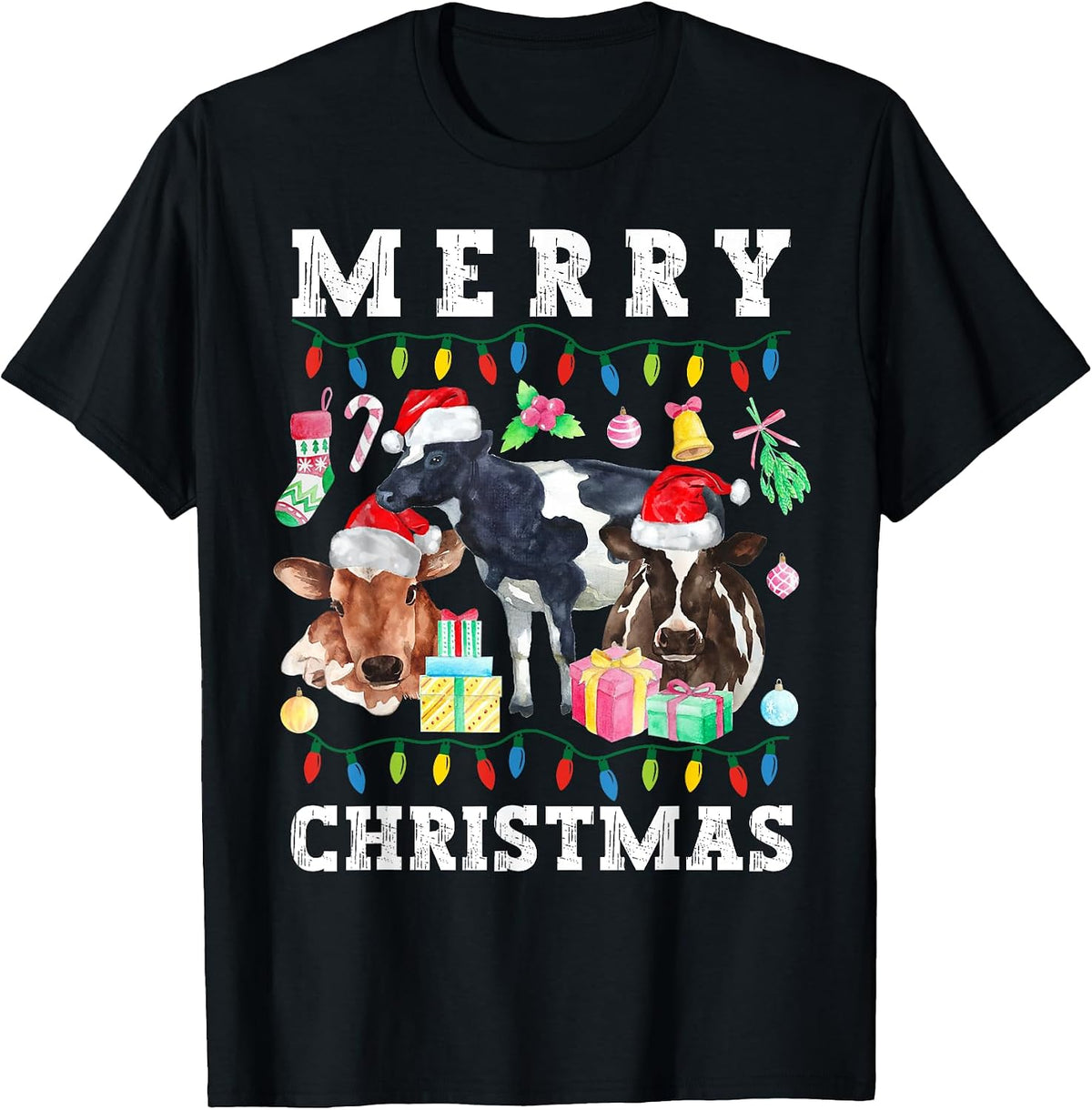 Christmas Lover, Funny Christmas Cow, Farmer, Xmas T-Shirt