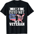 Proud Wife Of Veteran Military Family Support Patriotic T-Shirt