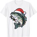 Christmas Fishing Bass with Lights and Santa Hat T-Shirt