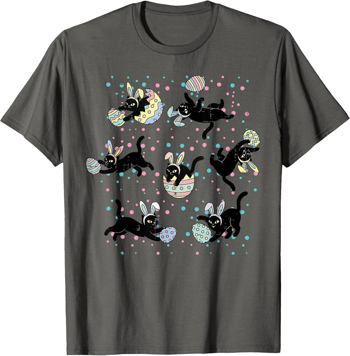 Easter Black Cat Poses Bunny Ears Eggs Cute Girls Kids Women Unisex