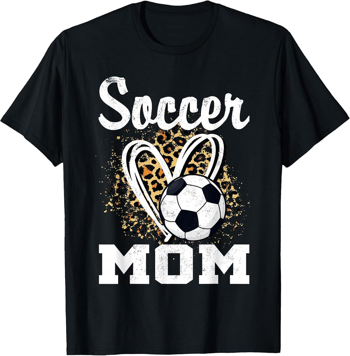 Soccer Mom Leopard Heart Soccer Fan Tee