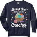Just a Girl Who Loves Crochet Funny Crochet Knitting Lover Comfort Colors Adult Sweatshirt