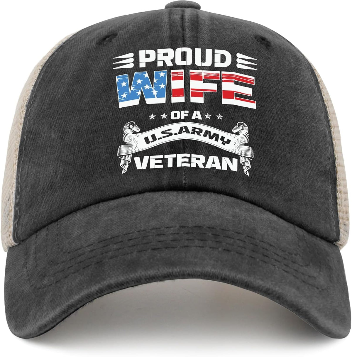 Proud Wife of A U.s.Army Veteran Golf Hat Mens Outdoor Hat AllBlack Gifts for Dad Golf Cap