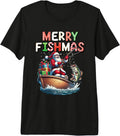 Merry Fishmas Funny Christmas Santa Fishing Rod Premium Tri-Blend T-Shirt